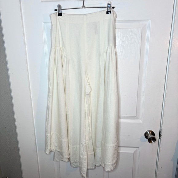 Anthropologie Linen Extended Waist Pants Wide Leg Ankle Ivory White 10 NWT - Picture 6 of 12